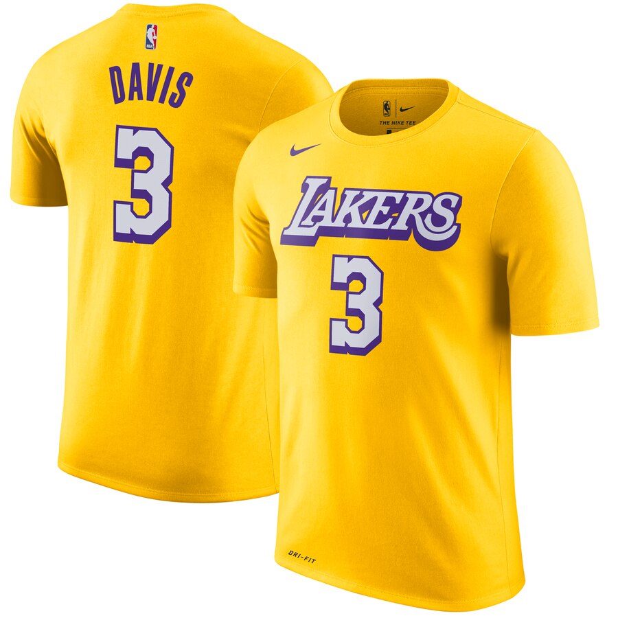 Men 2020 NBA Nike Anthony Davis Los Angeles Lakers Gold 201920 City Edition Name  Number TShirt